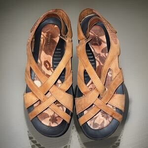 Lands End Women’s Brown Suede Strappy Comfort Sandal Size 8 Outdoor Hiking